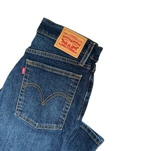 Levis Wedgie Straight Jeans Dark Wash High Rise Denim Button Fly Womens Size 29